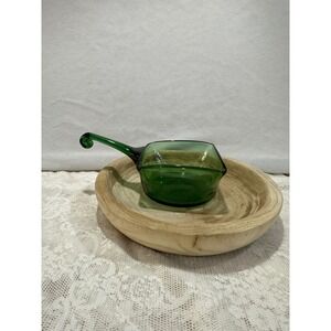Vintage Emerald Green Glass Pot with Handle Foraging Serving Kitchenware